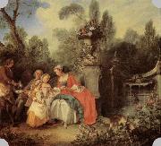 LANCRET, Nicolas Lady and Gentleman with two Girls and a Servant Spain oil painting artist